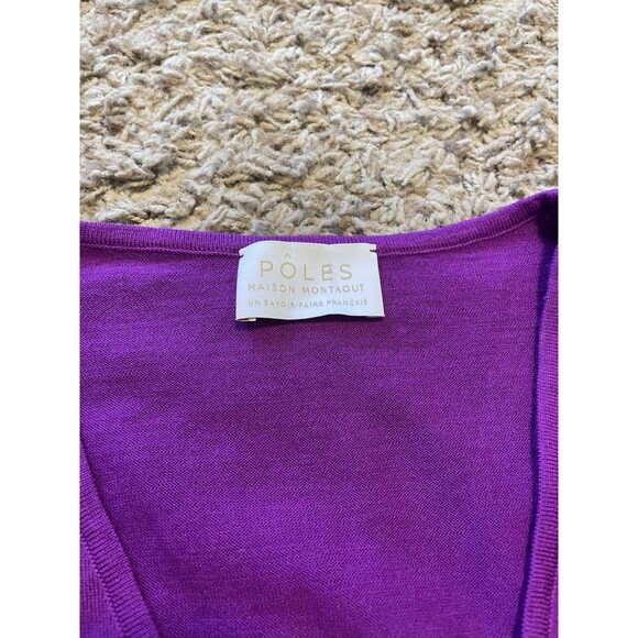 Pôles Maison Montagut 100% Wool V-Neck Sweater, Purple, Size XXL - Picture 5 of 11